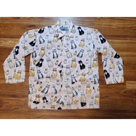 PJ Salvage Size‎ Small Light Pink Cat Kitty Pajama Top - Picture 1 of 4